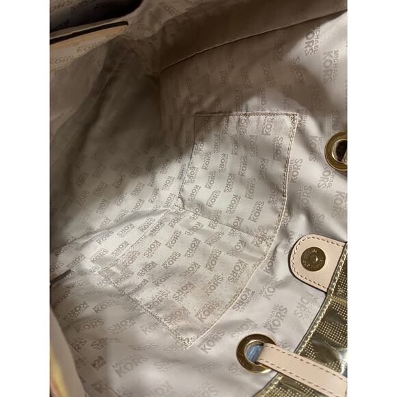 Michael Kors shiny metallic gold Large Jet Setter purse / bag Excellent cond. - Picture 12 of 15